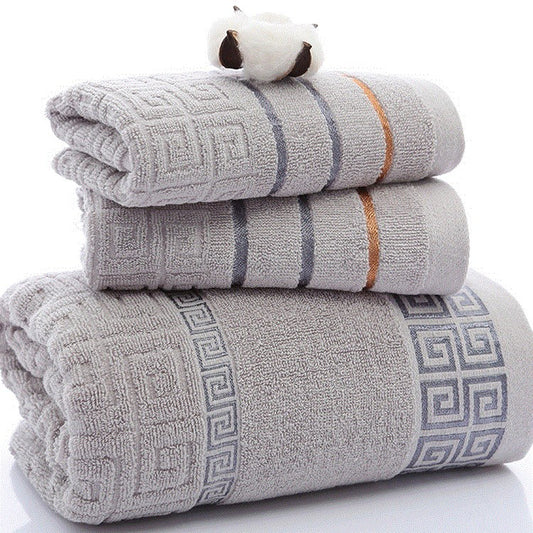 Three-Piece Cotton Towel Set for Home and Travel Use